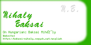 mihaly baksai business card